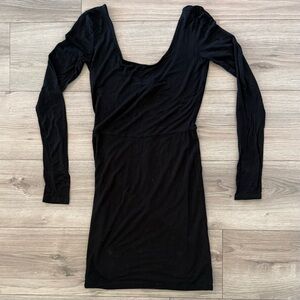 Forever 21 Black Ruched Asymmetrical Bodycon Dress